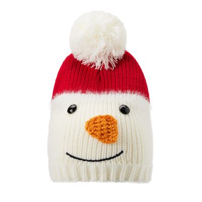Santa Hat Christmas Striped Warm Knit Cap for Adult Kids Pom Beanie Hat Mother Unisex Baby Crochet Hat Holiday Party Supplies (Kid, Snowman)