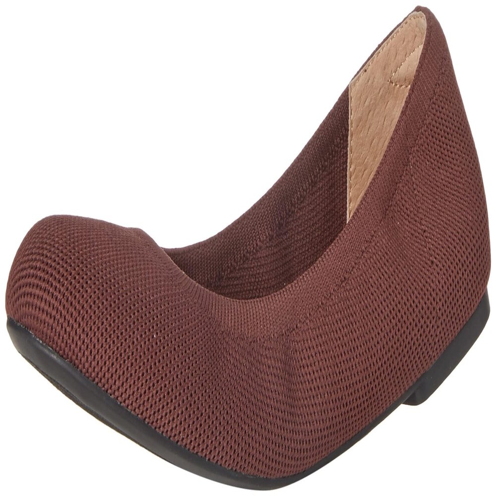 Amazon Essentials Women's Comfortable Knit Ballet Flats, Oxblood, 9 Wide
