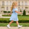 AGQT Toddler Girls Summer Off Shoulder Floral Dress Boho Princess Chiffon Ruffle Sundress for Beach Wedding Vacation Light Blue-Polka Dot 4-5T view 4