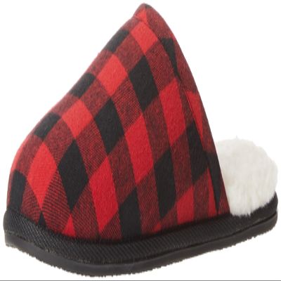 Amazon Essentials Men's Cozy Non Slip House Slippers, Black Red Buffalo Check, 12