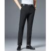 Men's Thin Work Suit Pants Summer Stretch Dress Pants Skinny Suit Pants Classic Fit Pleat Front Wedding Pant (Black,29) view 4