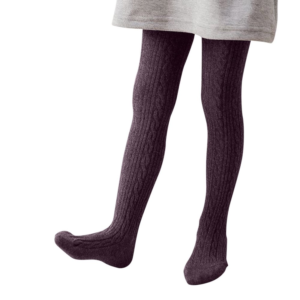 Kids Baby Girls Tights Toddler Cable Knit Warm Leggings Seamless Stretchy Stockings Pantyhose Girls Draw String Pants (Purple, 12-24 Months)