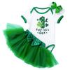 AGQT Baby Girls 1st St.patrick's Day Outfit Set 3pcs Skirt Set Short Sleeve Romper+Tutu Skirt+headband Letter No.1 Size 6-12 Months view 1