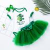 AGQT Baby Girls 1st St.patrick's Day Outfit Set 3pcs Skirt Set Short Sleeve Romper+Tutu Skirt+headband Letter No.1 Size 6-12 Months view 2