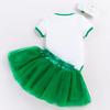 AGQT Baby Girls 1st St.patrick's Day Outfit Set 3pcs Skirt Set Short Sleeve Romper+Tutu Skirt+headband Letter No.1 Size 6-12 Months view 3