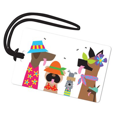 R. Nichols Summer Doggies Luggage Tag - Sturdy Waterproof Plastic Travel Labels for Baggage, Suitcases, Backpacks, and Diaper Bags, 2.5 Inch x 4 Inch Tag with Black Loop Attachments