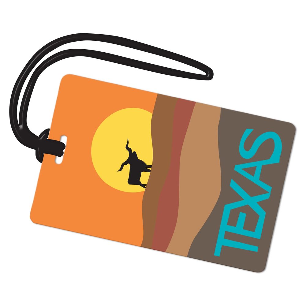 R. Nichols Texas Longhorn Luggage Tag - Sturdy Waterproof Plastic Travel Labels for Baggage, Suitcases, Backpacks, and Diaper Bags, 2.5 Inch x 4 Inch Tag with Black Loop Attachments