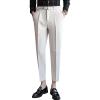 DGHM-JLMY Men Slacks British Slim Elastic Waistband Pants Solid Color Flat Front Skinny Business Pants Straight Fit Pant (White,28) view 1