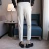 DGHM-JLMY Men Slacks British Slim Elastic Waistband Pants Solid Color Flat Front Skinny Business Pants Straight Fit Pant (White,28) view 2