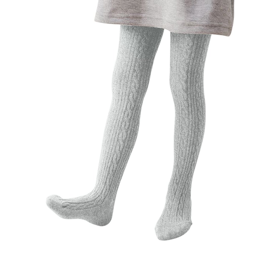 Kids Baby Girls Tights Toddler Cable Knit Warm Leggings Seamless Stretchy Stockings Pantyhose Girls Draw String Pants (Grey, 7-8 Years)