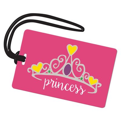 R. Nichols Princess Crown Luggage Tag - Sturdy Waterproof Plastic Travel Labels for Baggage, Suitcases, Backpacks, and Diaper Bags, 2.5 Inch x 4 Inch Tag with Black Loop Attachments