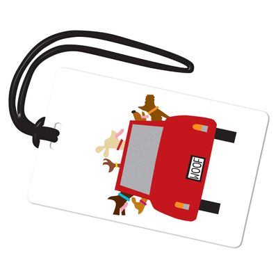 R. Nichols Woofmobile Luggage Tag - Sturdy Waterproof Plastic Travel Labels for Baggage, Suitcases, Backpacks, and Diaper Bags, 2.5 Inch x 4 Inch Tag with Black Loop Attachments