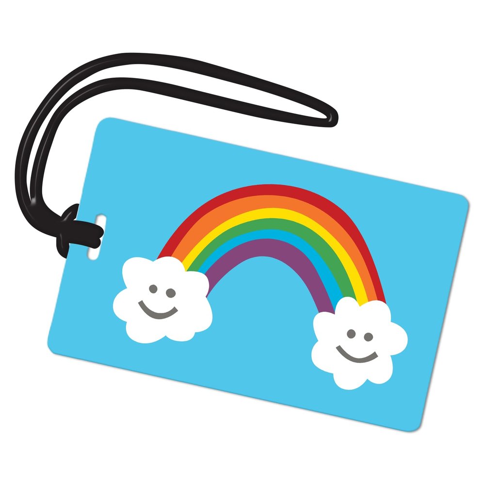R. Nichols Rainbow Luggage Tag - Sturdy Waterproof Plastic Travel Labels for Baggage, Suitcases, Backpacks, and Diaper Bags, 2.5 Inch x 4 Inch Tag with Black Loop Attachments