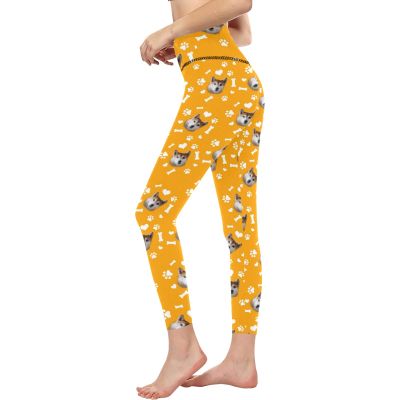 Custom Women's Active Yoga Pants with Pet Dog Face Photo, Personalized Leggings Workout Joggers for Dog Lover Cat Mom
