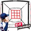 Baseball Net - 9 Strike Zone Pitching Net Hitting Net Batting Practice Net, Baseball Gifts for Kids Children Teens & Youth | Training Aids Equipment (Portable & Quick-Fold) 5x5ft view 1