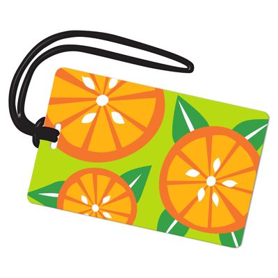 R. Nichols Orange Slice Luggage Tag - Sturdy Waterproof Plastic Travel Labels for Baggage, Suitcases, Backpacks, and Diaper Bags, 2.5 Inch x 4 Inch Tag with Black Loop Attachments
