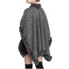 Poncho Hooded for Women Faux Fur Trim Kintted Cardigan Cloak Plaid Shawl Wraps Winter Blanket Poncho Oversized Cape Coat view 4