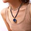Simple Ladies' Lapis Lazuli Pendant Necklace Girl's Necklace Chain Necklace Jewellery,Lapis view 3