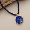 Simple Ladies' Lapis Lazuli Pendant Necklace Girl's Necklace Chain Necklace Jewellery,Lapis view 4