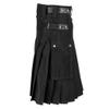 Scottish Kilts for Men Vintage Gothic Utility Pleated Skirts Solid Punk Retro Scotland Kendo Pocket Scottish Clothing Black view 3