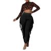 Ruziyoog Women's Casual High Waist Fringed Pants Bodycon Stretch Slim Tassels Side Jogger Sweatpants Leggings Workout Pants Black view 2