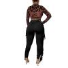 Ruziyoog Women's Casual High Waist Fringed Pants Bodycon Stretch Slim Tassels Side Jogger Sweatpants Leggings Workout Pants Black view 3