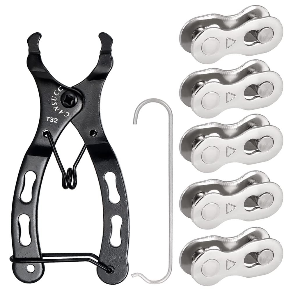 5 Pairs Bicycle Chain Master Link Steel 6/7/8 Speed Chains Repair Accessories Reusable Quick Link + Bike Link Chain Master Link Tool Master Chain Pliers Installation/Removal Chain Link Pliers