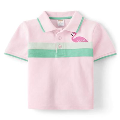 Gymboree Boys and Toddler Short Sleeve Polo Shirt, Flamingo Stripe, 10 US