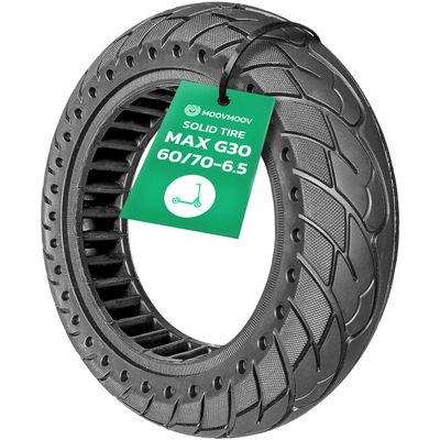 MOOVMOOV Solid Tire 10x2.5 for Ninebot G30 Max E-Scooter - Replaces Tubeless Tire 60/70-6.5 - Solid 10 inch Anti-Puncture Tire - Video Tutorial Included