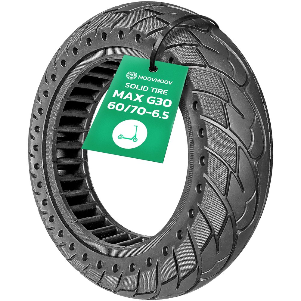 MOOVMOOV Solid Tire 10x2.5 for Ninebot G30 Max E-Scooter - Replaces Tubeless Tire 60/70-6.5 - Solid 10 inch Anti-Puncture Tire - Video Tutorial Included