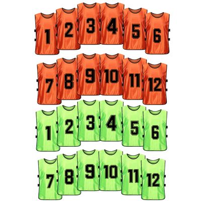 MTTYYD Scrimmage Training Vest Team Sports Pinnies Reversible Numbered Soccer Team Pennies Kids Youth Adult Jerseys (24 Pack) XL-Green,Orange