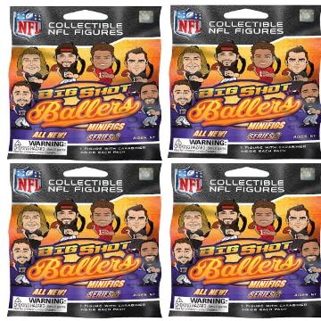 TeenyMates Party Animal Big Shot Ballers 2021-22 NFL Series 2 Figures Blind Bags Gift Set Party Bundle - 4 Pack