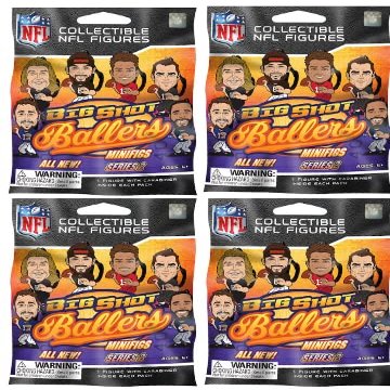 TeenyMates Party Animal Big Shot Ballers 2021-22 NFL Series 2 Figures Blind Bags Gift Set Party Bundle - 4 Pack