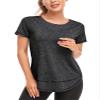 Abrooical Women's Yoga Tops Running Tee Workout Loose Fit Wicking Athletic Shirts for Women Side Split Black XXX-Large view 1