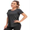 Abrooical Women's Yoga Tops Running Tee Workout Loose Fit Wicking Athletic Shirts for Women Side Split Black XXX-Large view 4