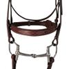 Huntley Equestrian Classic Fancy Stitched Hunter Bridle with Reins - Handcrafted Noseband Brow Band & Reins Durable Italian Leather - Cob, Brown view 4