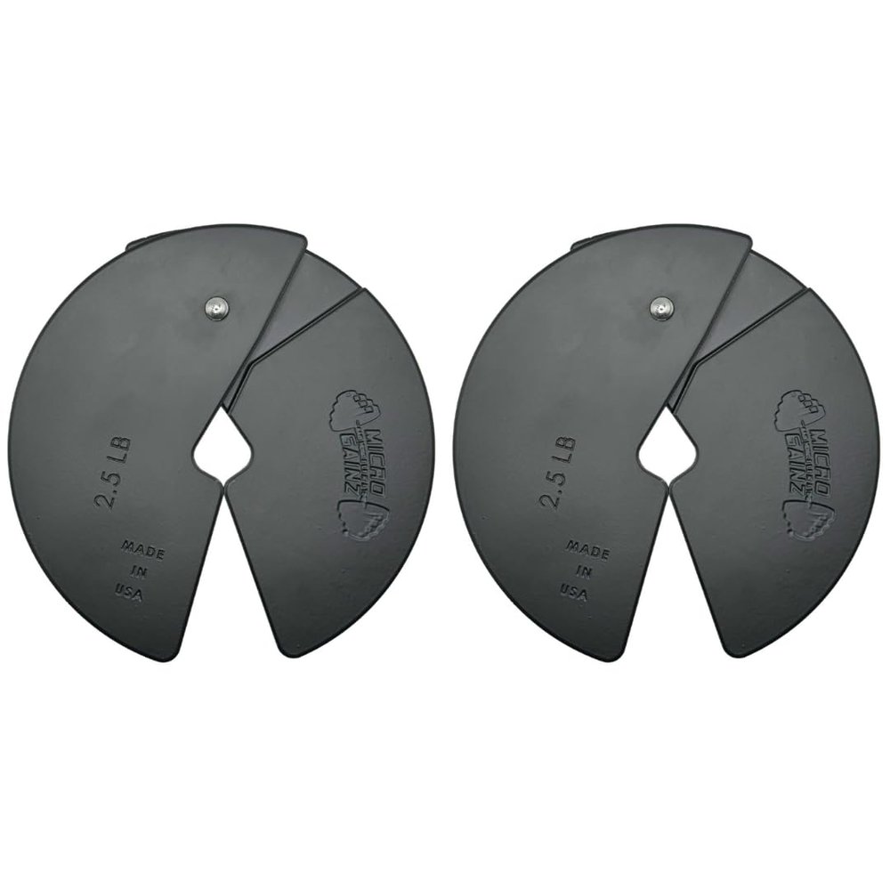 Micro Gainz Dumbbell Fractional 2.5 lb Weight Plate, Ideal for Micro Loading, (Choose Color) 2 Piece Fractional Weight Plates, Designed for Dumbbell Training, Made In USA (Black)