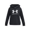 Under Armour Girls' Rival Fleece Big Logo Hoodie, (001) Black / / White, Small Plus view 1