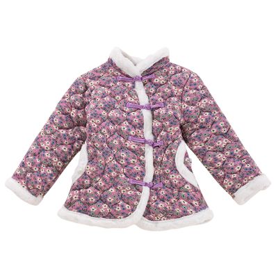 Juniors Jackets for Girls Toddler Baby Girl Coat Fleece Quilted Chinese New Year Kids Floral Jacket Outfits (Purple, 90)