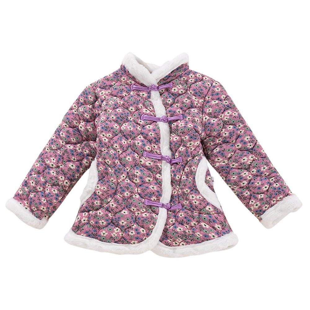 Juniors Jackets for Girls Toddler Baby Girl Coat Fleece Quilted Chinese New Year Kids Floral Jacket Outfits (Purple, 90)