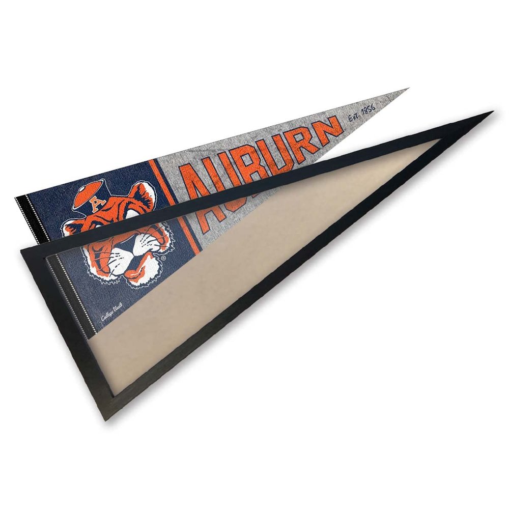 College Flags & Banners Co. Auburn Tigers Throwback Retro Vintage and Wood Pennant Frame