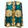 Grips for Colt 1911 Gun Versase Colt Model with 24k Gold Plated and Green Resin Includes Screws view 1