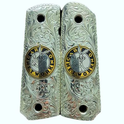Grips for Colt 1911 Gun Conejo Model with Silver Ley .925 Includes Screws