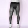 Agoky Men's Mesh Sheer Legging Compression Pants Ice Silk Underwear Tight Seamless Hosiery Trousers Black One Size view 3