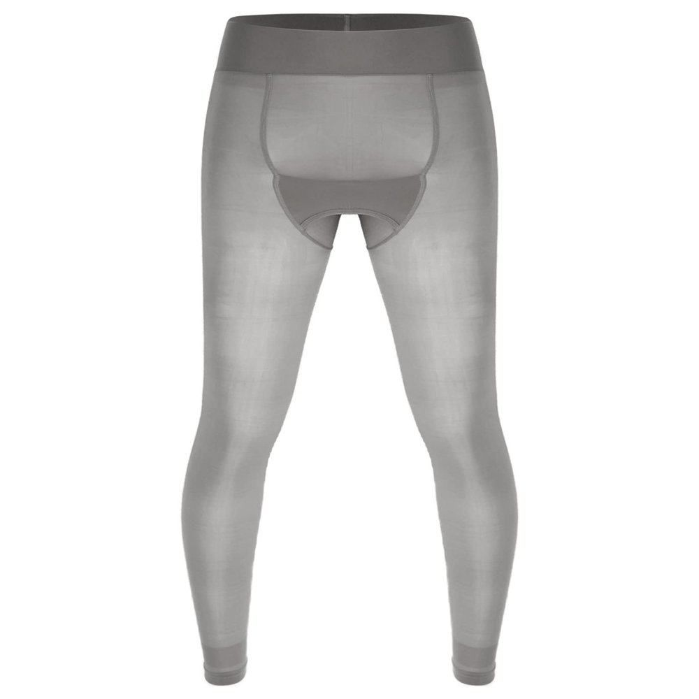 Agoky Men's Mesh Sheer Legging Compression Pants Ice Silk Underwear Tight Seamless Hosiery Trousers Grey One Size
