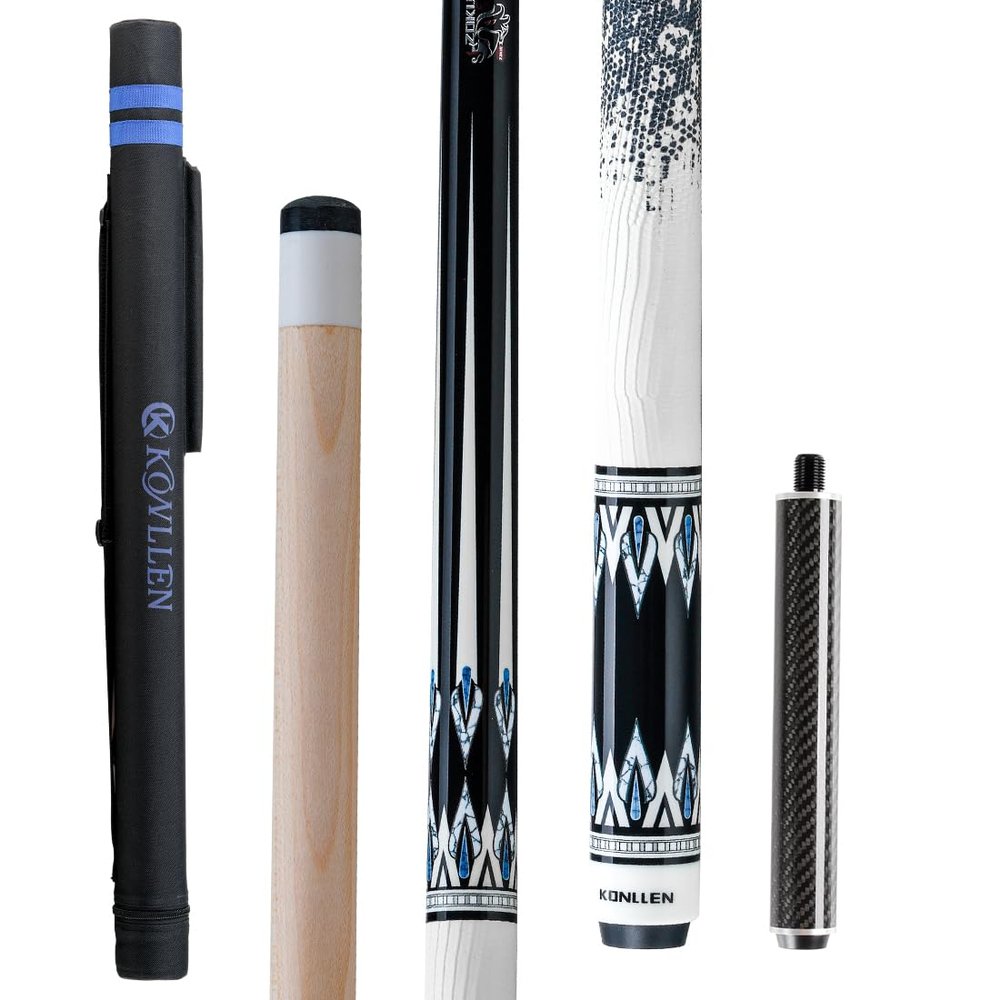 KONLLEN Maple Pool Cue Stick  Low Deflection Billiard Cue Set for Adults with Extension and Cue Case