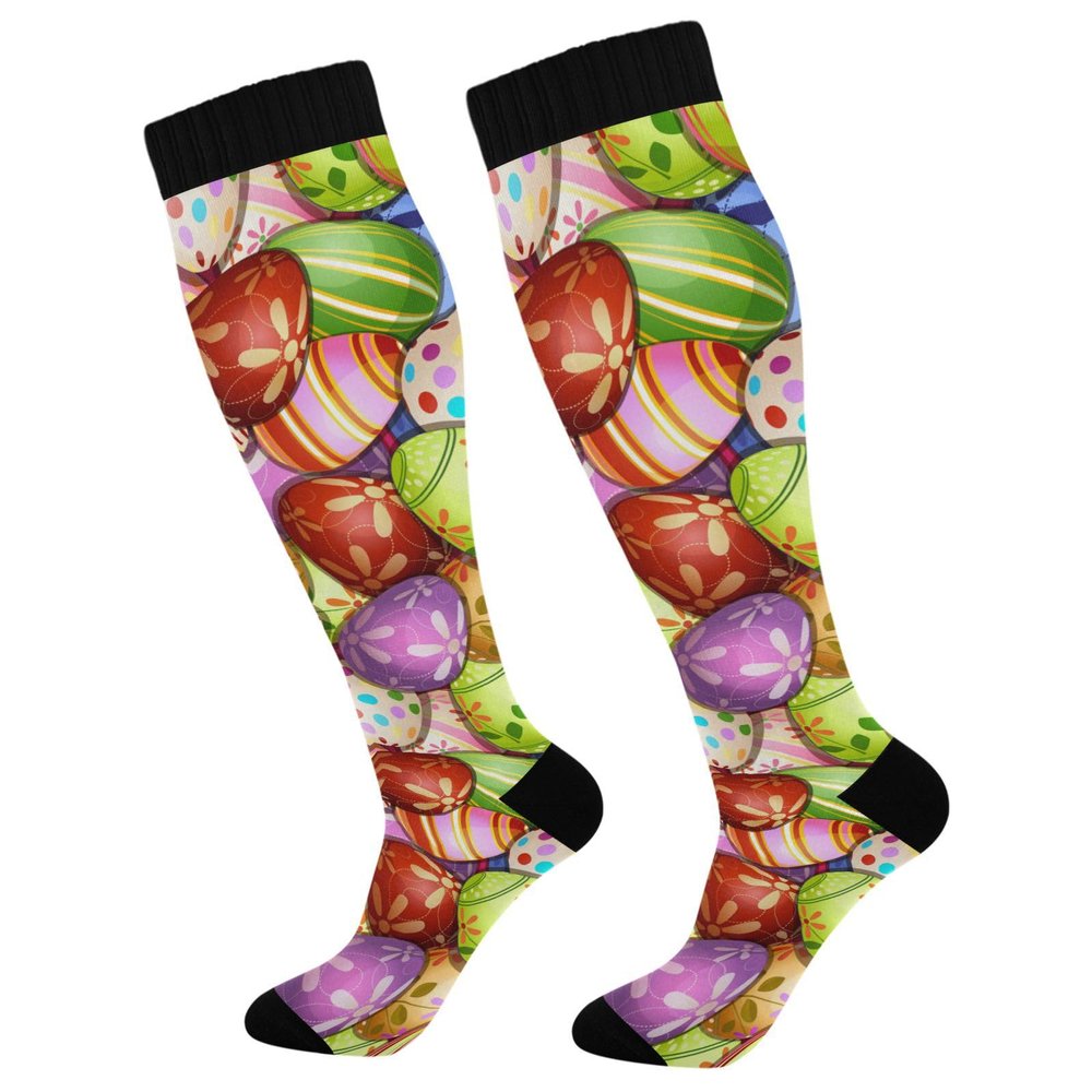 Wusikd Easter Eggs Compression Socks for Women and Men Circulation Colorful Long Socks for Athletic Running 2