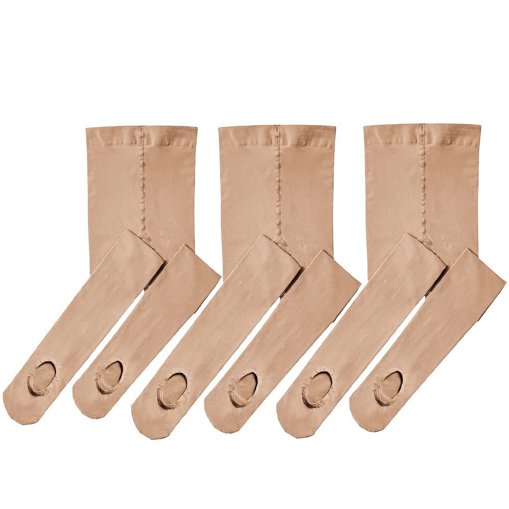 Stelle Girls Women Ballet Dance Convertible Tights Ultra Soft Pro Transition Tights (3Tan, 8-10years)