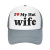 I Love My Hot Wife I Heart My Hot Wife Trucker hat Men Baseball Cap Gray Hats Sun Dad Hat Women Cowboy hat view 2