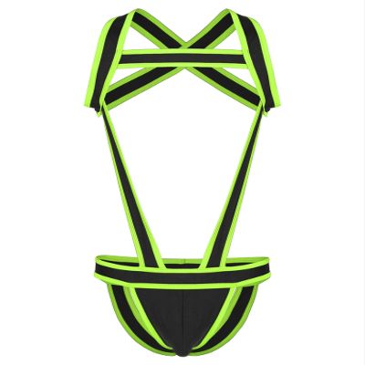 Agoky Mens Jockstrap Athletic Supporter Leotard Jumpsuits Wrestling Singlet with Removable Pouch Green A X-Large